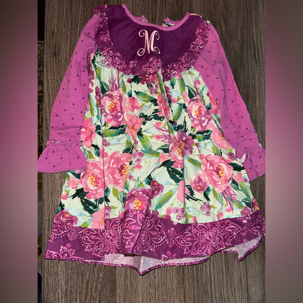 Floral Pink and Purple Kids One Piece